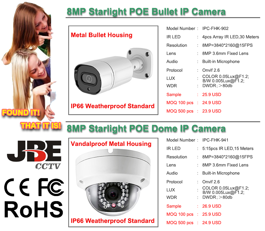 8MP Starlight POE IP Camera